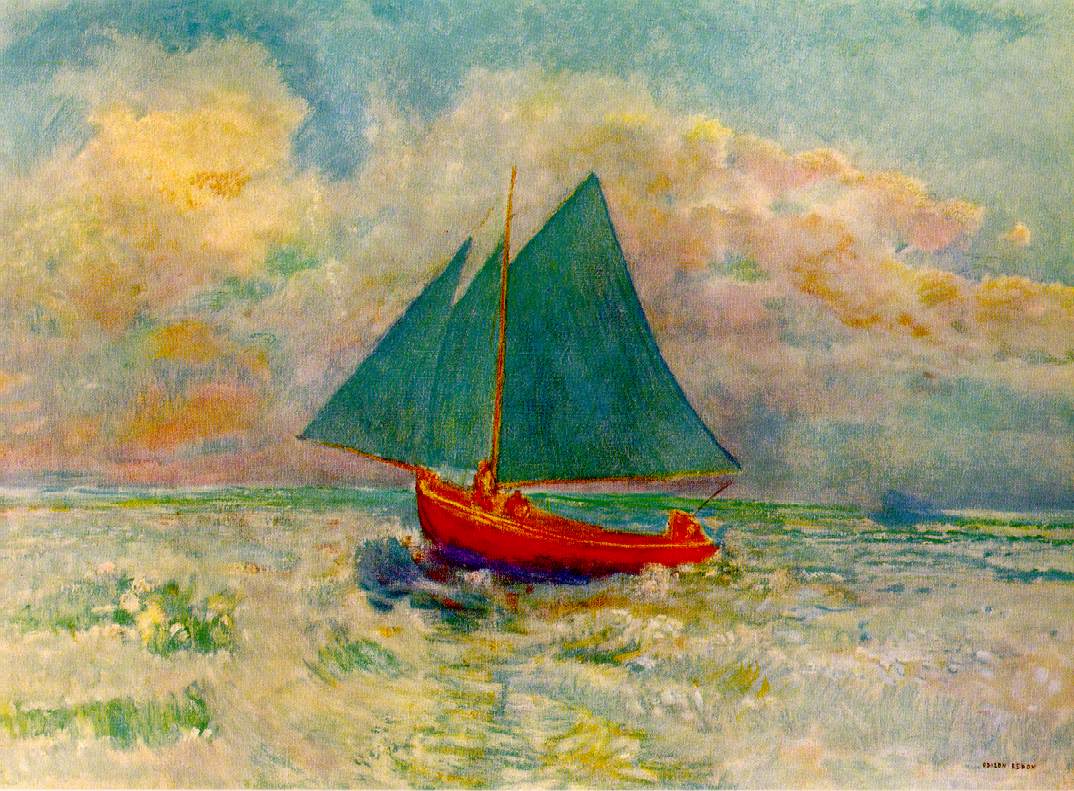 Red Boat with Blue Sail (1906-07), by Odilon Redon